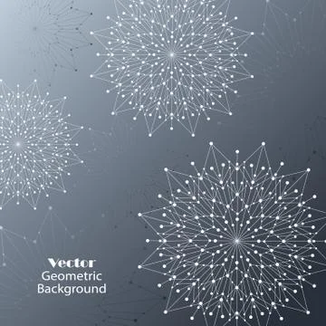 Geometric pattern with connected lines and dots. Vector illustration on gray Stock Illustration