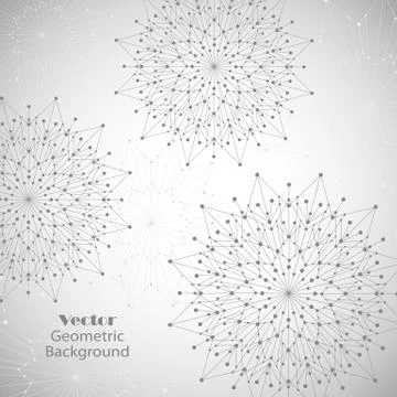 Geometric pattern with connected lines and dots. Vector illustration on gray Stock Illustration