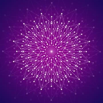 Geometric pattern with connected lines and dots. Vector illustration on violet Stock Illustration