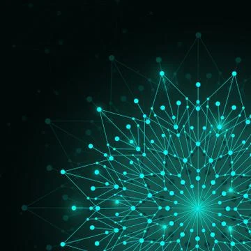 Geometric pattern with connected lines and dots. Vector illustration on dark イラスト素材