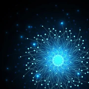 Geometric pattern with connected lines and dots. Vector illustration on dark Illustrazione stock