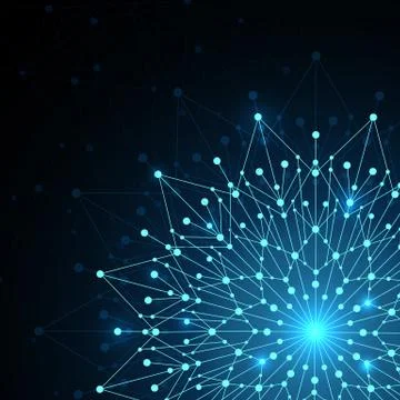 Geometric pattern with connected lines and dots. Vector illustration on dark Stock Illustration