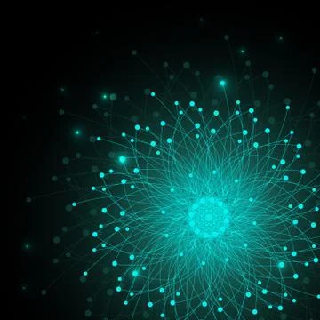 Geometric pattern with connected lines and dots. Vector illustration on dark Stock Illustration