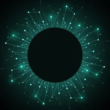 Geometric pattern with connected lines and dots. Vector illustration on dark Stock Illustration