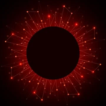 Geometric pattern with connected lines and dots. Vector illustration on dark Illustrazione stock