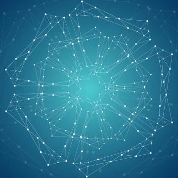 Geometric pattern with connected lines and dots. 스톡 일러스트