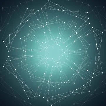 Geometric pattern with connected lines and dots. 스톡 일러스트