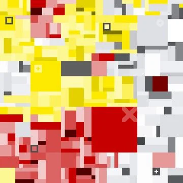 A geometric pattern consisting of yellow, red, gray and white squares. Seamless Illustrazione stock