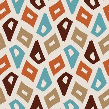 Geometric Pattern (Cream, Orange, Brown, Blue, Beige) Stock Illustration