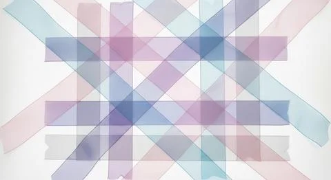A geometric pattern is created with overlapping pastel ribbons on a clean w.. Stock Illustration