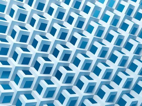 Geometric pattern of cubic meshes, 3d Stock Illustration