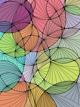 Geometric pattern of curves with colored fill Stock Illustration