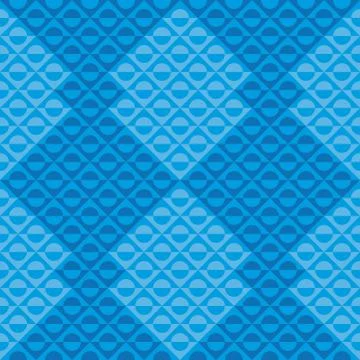 Geometric pattern with dark and light blue diamonds and circles Stock Illustration