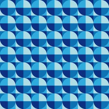 Geometric pattern with dark and light blue circular shapes Stock Illustration