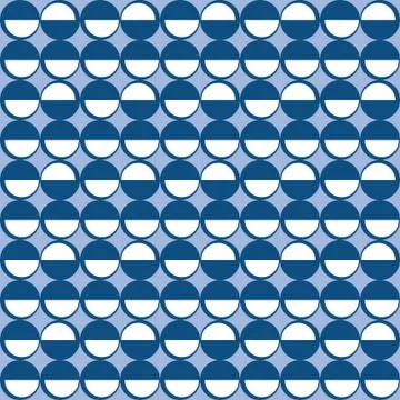 Geometric pattern with dark blue and white circles on blue background Illustrazione stock