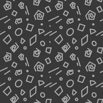 Geometric pattern design featuring various shapes on a dark background in a.. Stock Illustration