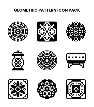 Geometric Pattern DuoTone Bundle Icons Pack 库存插图