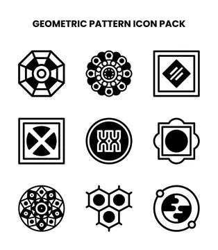 Geometric Pattern DuoTone Collection Icons Pack Stock Illustration