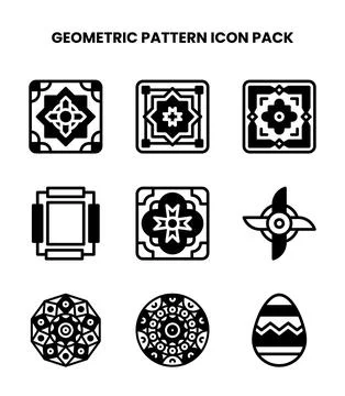 Geometric Pattern DuoTone Graphics Icons Pack Stock Illustration