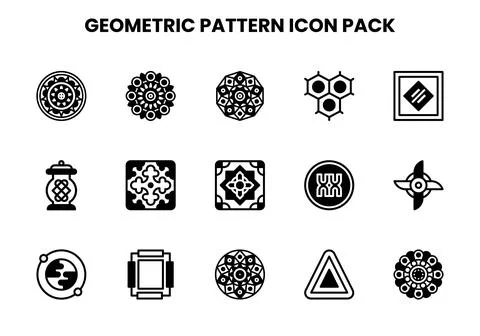 Geometric Pattern DuoTone Graphics Icons Pack Stock Illustration