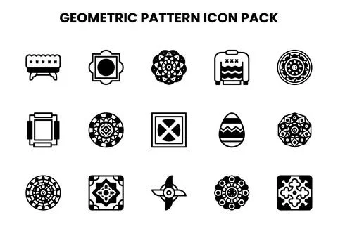 Geometric Pattern DuoTone Icons Pack Stock Illustration