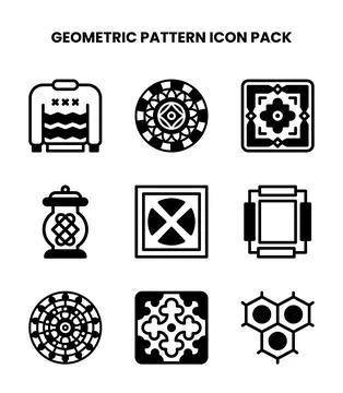 Geometric Pattern DuoTone Icons Pack 스톡 일러스트