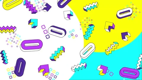 Geometric pattern elements and vibrant shapes in an abstract design seamless 4k Stock Footage 304941230