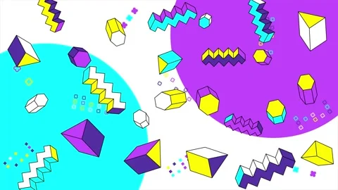 Geometric pattern elements and vibrant shapes in an abstract design Stock Footage 304941246