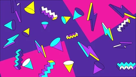 Geometric pattern elements and vibrant shapes in an abstract design seamless 4k Stock Footage 304941258