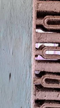 Geometric pattern etched into a concrete surface Stock Photos