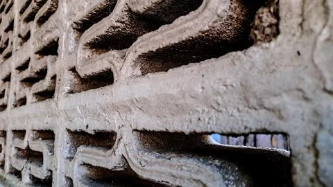 Geometric pattern etched into a concrete surface Stock Photos