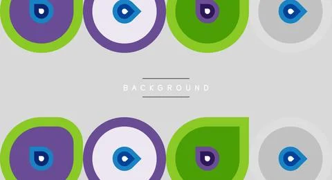 Geometric pattern features colorful circles, squares. Repeating design create Stockillustratie