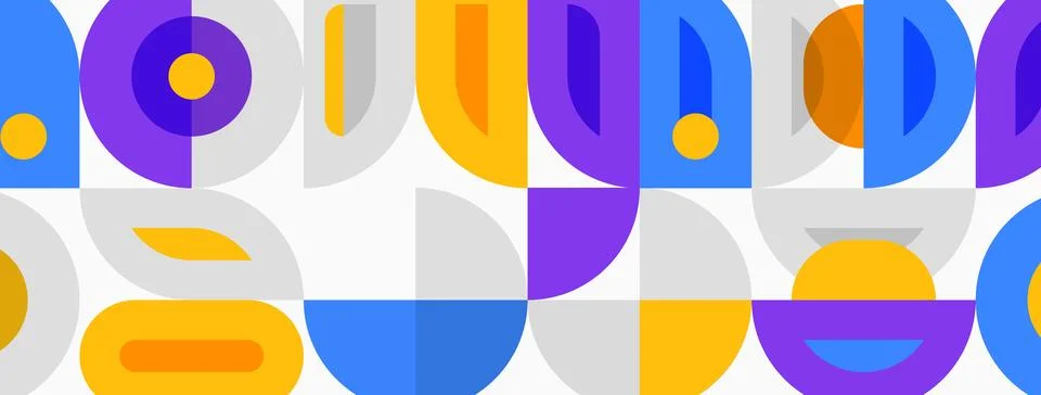 Geometric pattern features repeating shapes. Blue, purple, yellow hues create イラスト素材