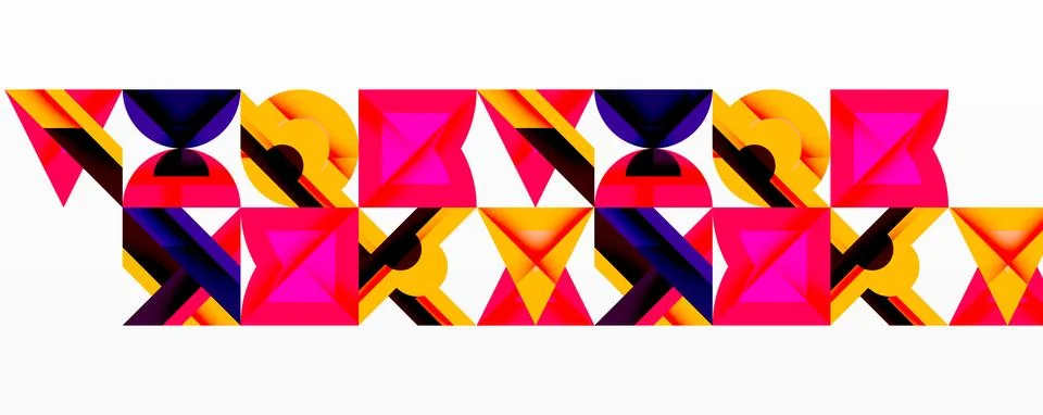 Geometric pattern features repeating squares. Vivid colorspink, orange, イラスト素材