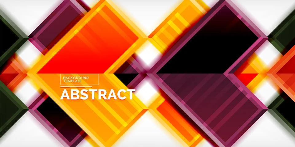 Geometric pattern features vibrant squares, rectangles overlapping. Bright Illustrazione stock