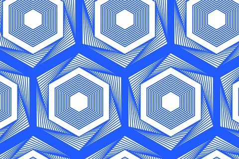 Geometric pattern featuring a series of concentric hexagons in white, set a.. Stock Illustration