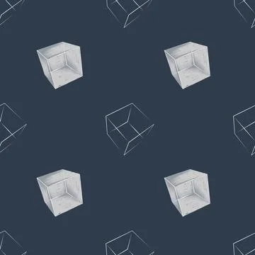 Geometric pattern featuring transparent cubes on a dark background for text.. Stock Illustration