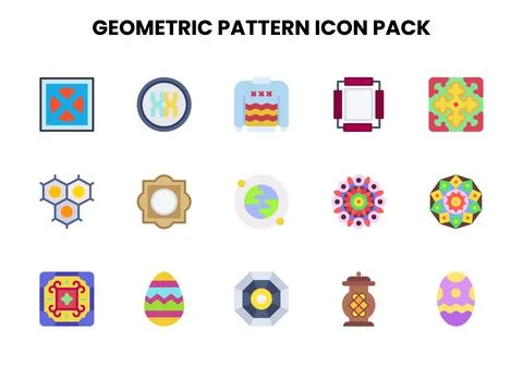 Geometric Pattern Flat Bundle Icons Pack Illustrazione stock