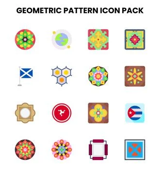 Geometric Pattern Flat Collection Icons Pack Stockillustratie