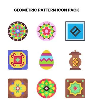 Geometric Pattern Flat Collection Icons Pack 스톡 일러스트