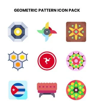 Geometric Pattern Flat Design Icons Pack Illustrazione stock