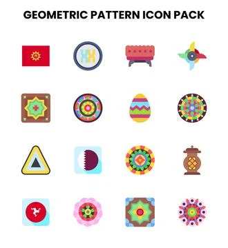 Geometric Pattern Flat Design Icons Pack Illustrazione stock