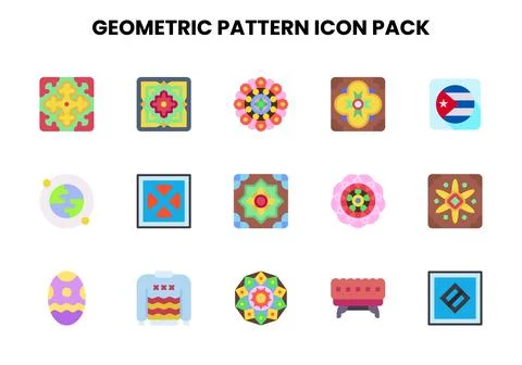 Geometric Pattern Flat Graphics Icons Pack Stockillustratie
