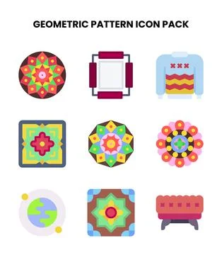Geometric Pattern Flat Vector Icons Pack イラスト素材