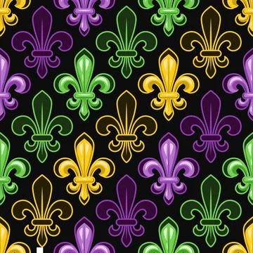Geometric pattern with fleur de lis symbol. Diagonal square grid. Illustratio Stock Illustration