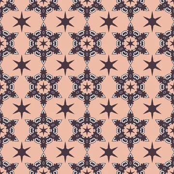 Geometric Pattern with Floral and Star Motifs Illustrazione stock