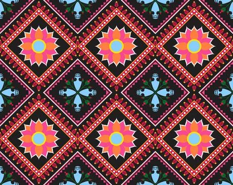 Geometric pattern floral seamless vector file. Stock Illustration