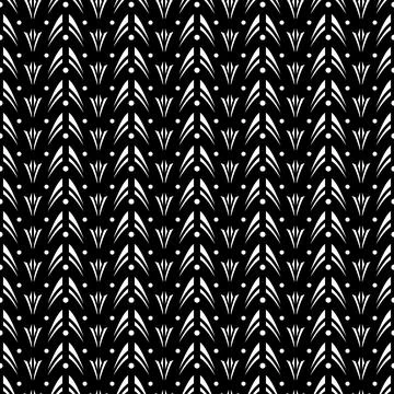 Geometric Pattern - Flower and Foliage (Black, White) Stock Illustration