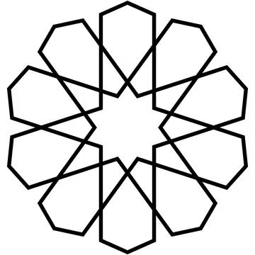 Geometric pattern, flower design with intersecting black lines and shapes. Stock Illustration