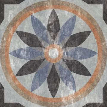Geometric pattern flower shape stone floor and wall tile. Stock Photos